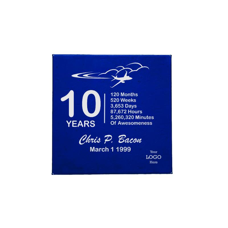 Custom Airline Crewmember Anniversary Plaque - Personalized Gift for 10 Years of Service