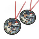Retro Brunette Stewardess Ornament Christmas Gift