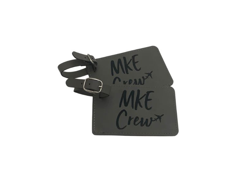 Grey MKE luggage tag