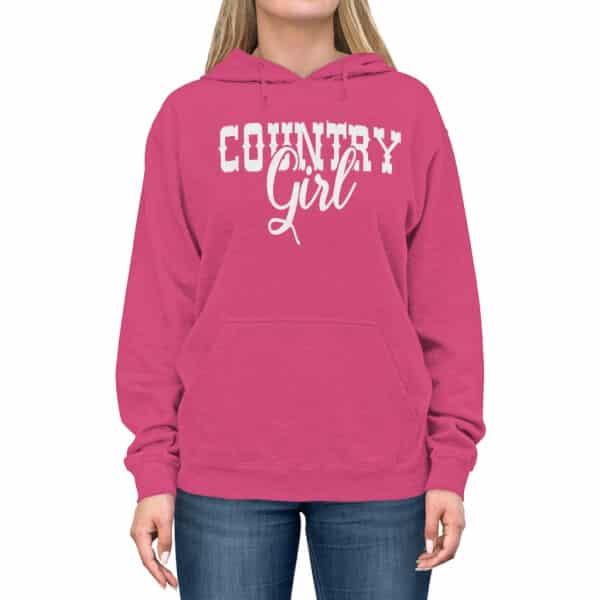 Country Girl White Hoodie Graphic on pink model