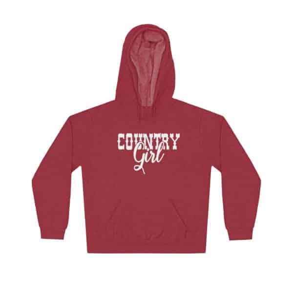 Country Girl White Hoodie Graphic on Cardinal