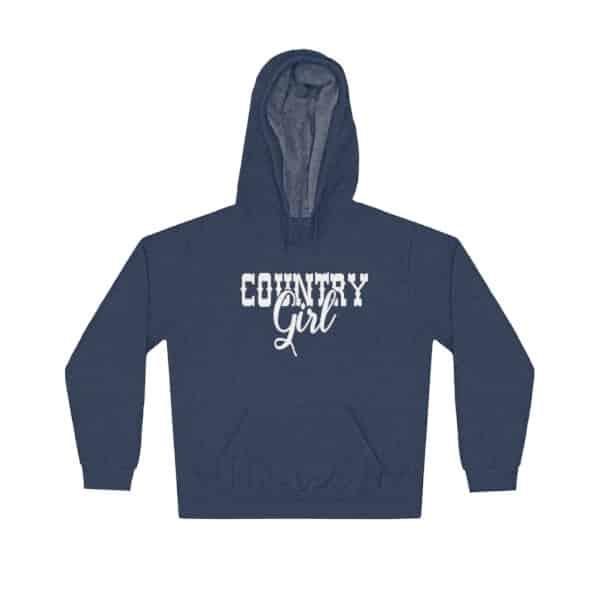 Country Girl White Hoodie Graphic on Navy