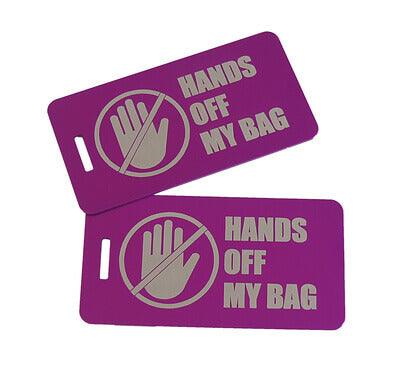 Hands off my bag Luggage Tag Purple
