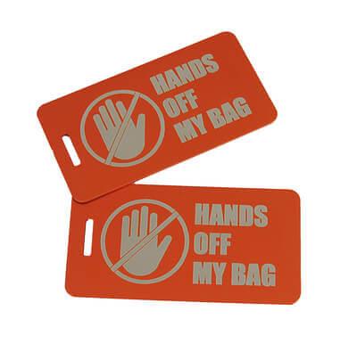 Hands off my bag Luggage Tag Orange