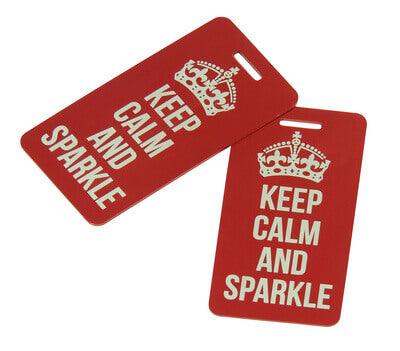 Keep Calm and Sparkle Luggage Tag, Red