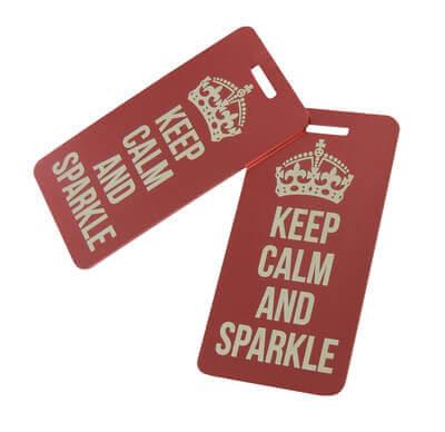 Keep Calm and Sparkle Luggage Tag, PNK