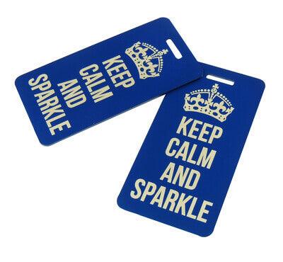 Keep Calm and Sparkle Luggage Tag, Blue