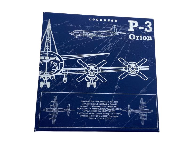 P-3 Orion, Aircraft Sign, Navy, Wall Art, Engraved Leather | Air