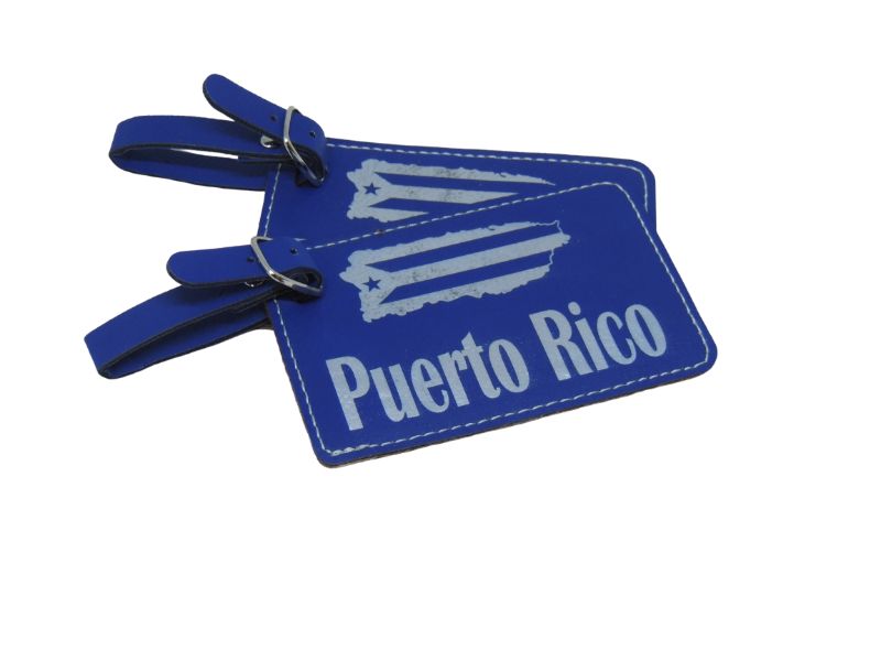 Puerto Rico Luggage Tag Set of Two, Leather with Graphic