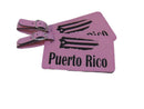 Puerto Rico Luggage Tag Set of Two, Leather with Graphic