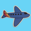 Blue Cartoon Airplane with Multi Colored Tail