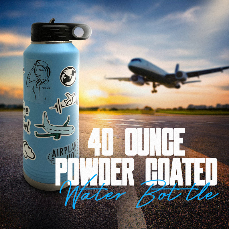 Water Bottle and Matching Decorative Airplane Sticker Kit