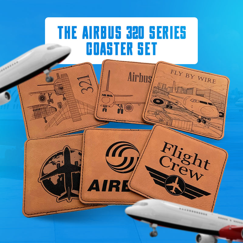 Airbus 320 Coaster Set, Gifts for Airbus Pilots, Set of 6