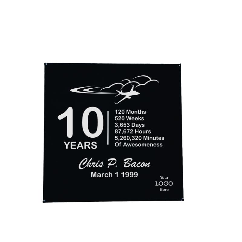 Custom Airline Crewmember Anniversary Plaque - Personalized Gift for 10 Years of Service