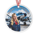 Metal Ornament Vintage Flight Attendant DC-3 Christmas Pose Aviation Lover Ornament