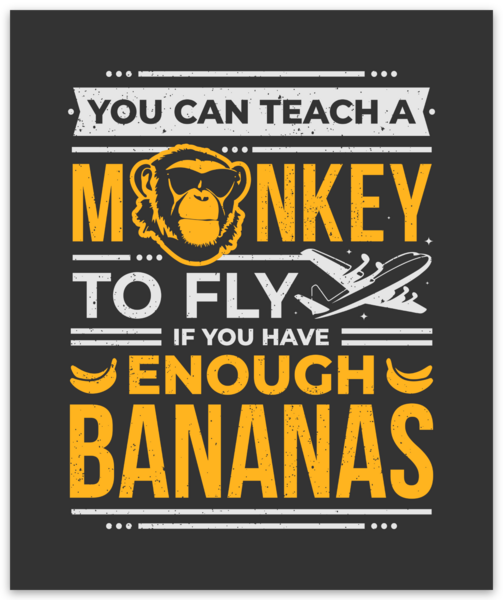 You Can Teach a Monkey To Fly Sticker, Decal