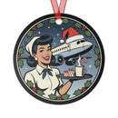 Retro Brunette Stewardess Ornament Christmas Gift
