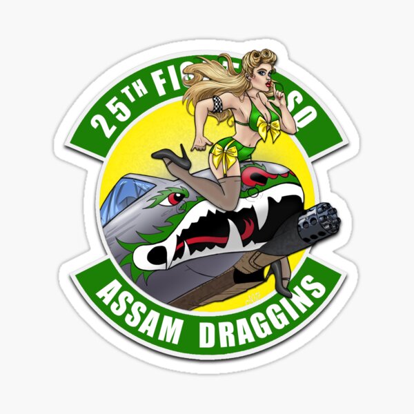 25th Fighter Sticker, Assam Draggins Pin Up Sticker