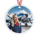Metal Ornament Vintage Flight Attendant DC-3 Christmas Pose Aviation Lover Ornament