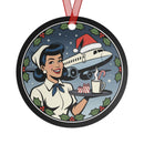 Retro Brunette Stewardess Ornament Christmas Gift