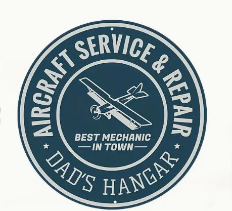 Dad's Hangar, Retro, Round, Sign, Metal Aluminum Sign