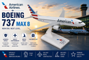 SkyMarks American Airlines 737 MAX 8 Airplane Model 1:130 Scale with WiFi Dome