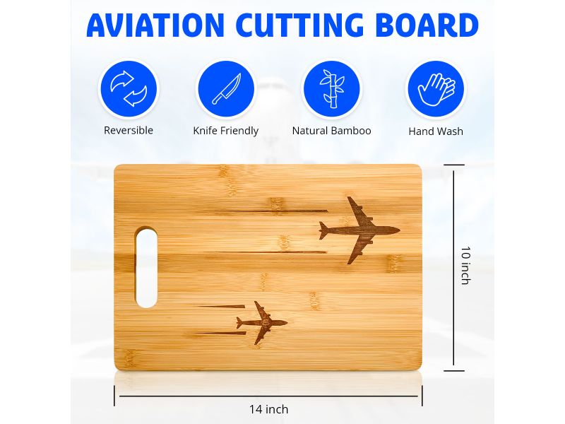 Aviation Cutting Board, Bamboo Jet Aircraft Silhouettes Planes
