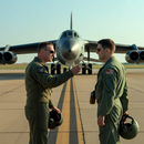B-52 pilots talking on the ramp
