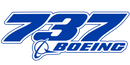 Blue and white Boeing 737 logo on a plain white background.