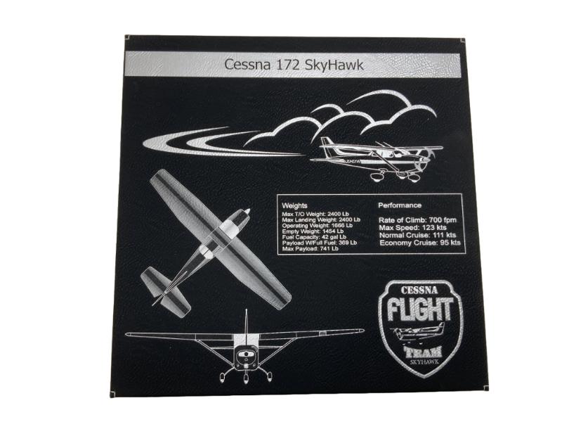 Cessna 172 Skyhawk, Sign, 10"x10" Leather Wall Art