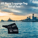 US Navy Leather Bag Tags, Set of Two