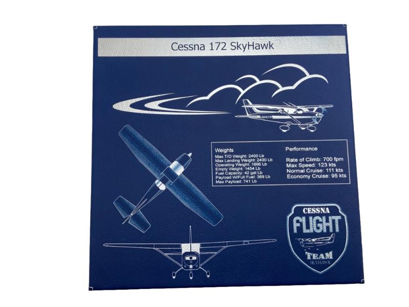 Cessna 172 Skyhawk, Sign, 10"x10" Leather Wall Art