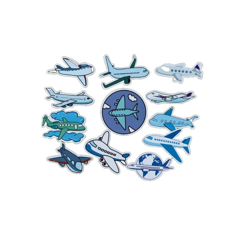 Blue airplane sticker set