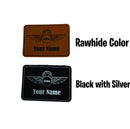 Custom, Personalized, Name Patch with Wings, Leather Patch, Two Colors, Velcro Back or Adhesive Back