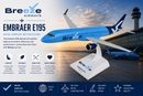 Model airplane of Breeze Airways Embraer E195 with sunset airport background