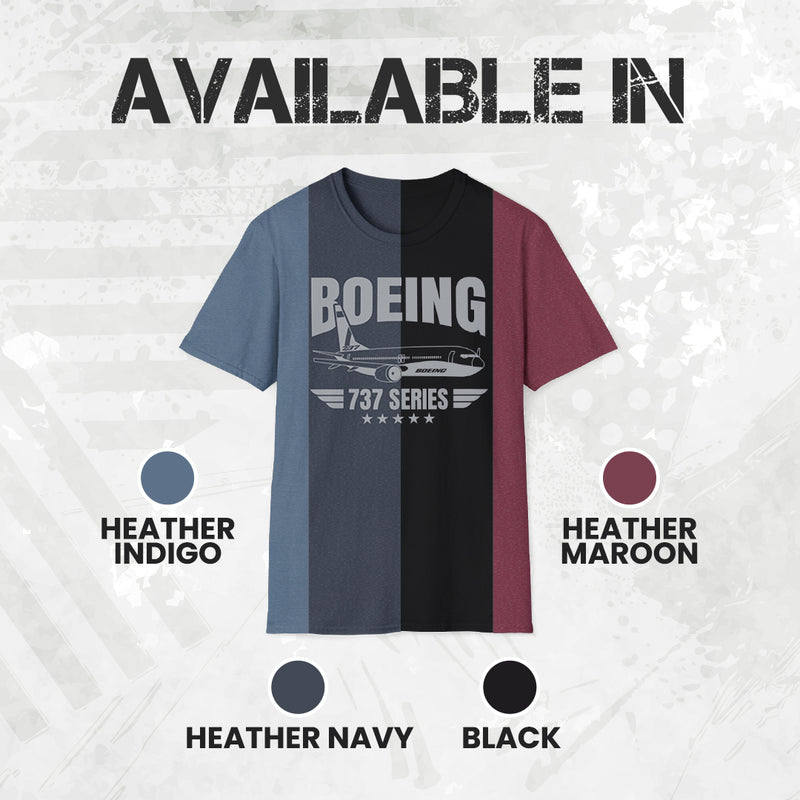 Boeing 737 Series Unisex Softstyle T-Shirt - Perfect for 737 Pilots