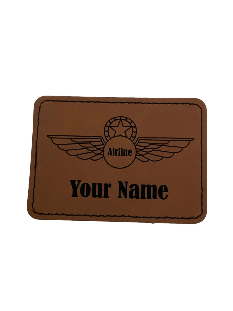 Custom, Personalized, Name Patch with Wings, Leather Patch, Two Colors, Velcro Back or Adhesive Back