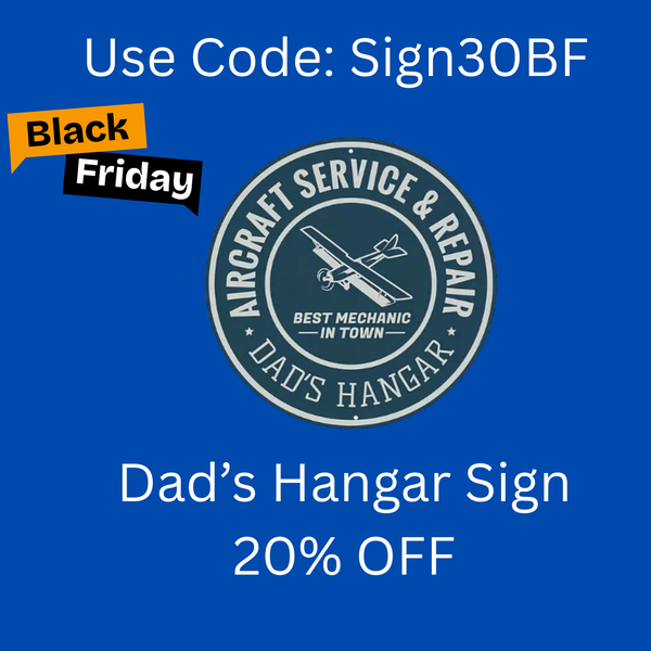Dad's Hangar, Retro, Round, Sign, Metal Aluminum Sign