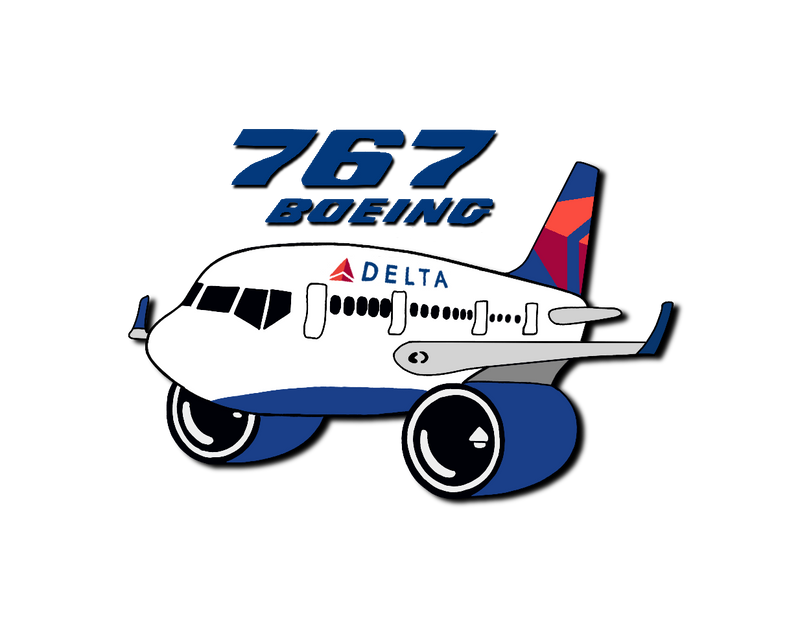 Delta 767 Cartoon Sticker Decal Boeing 767