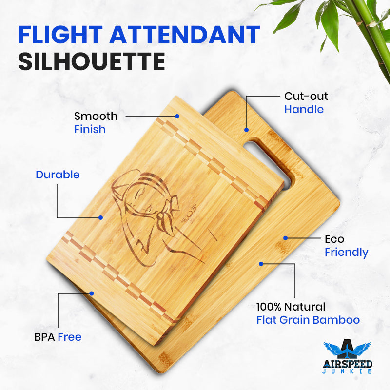 Flight Attendant Gift, Flight Attendant Cutting Board, Bamboo, Aviation Theme