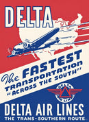 Delta Air Lines Vintage Advertising Sign | Pre-Jet Era Acrylic Wall Art