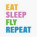 eat sleep fly repeat decal