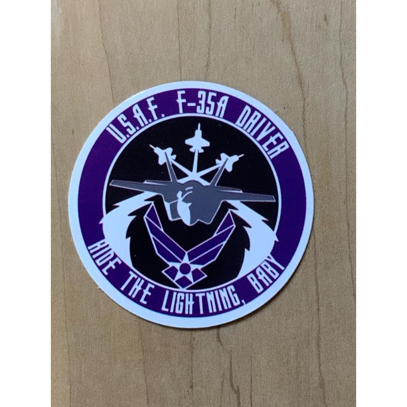 USAF F-35A Sticker, Ride the LIghtning Baby