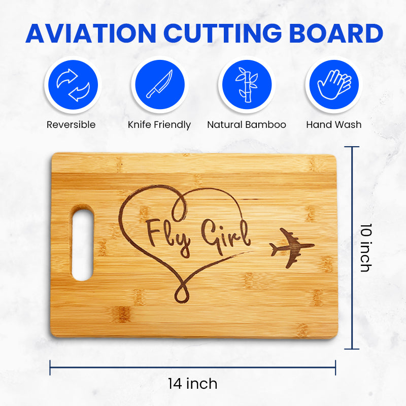 Fly Girl, Cutting Board, Female Pilot Gift, or Flight Attendant Gift
