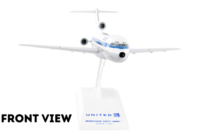United 727-100 collectible model airplane side view