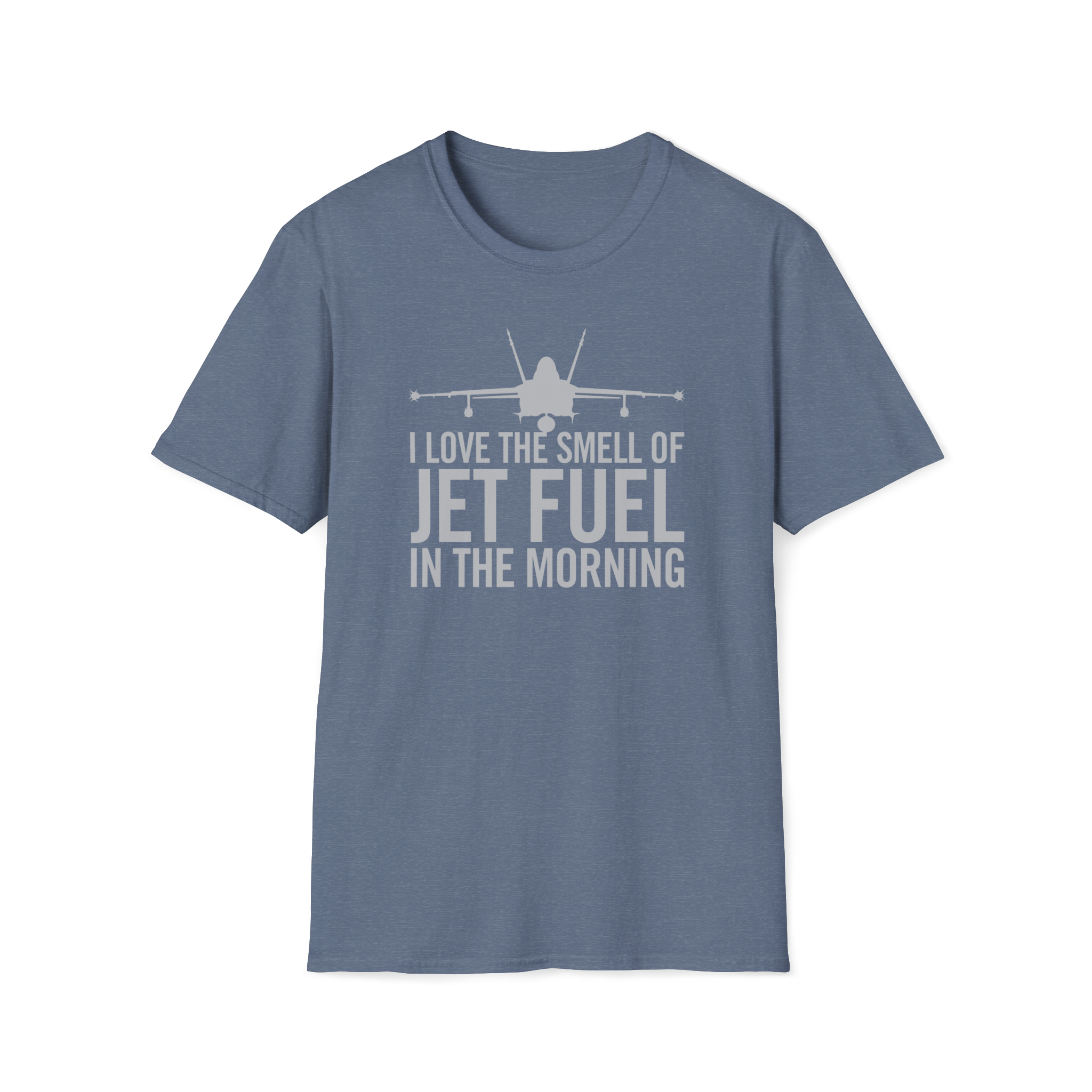 "Heather Indigo Jet Fuel in the Morning F-18 T-Shirt - Pilot Apparel"
