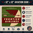 Frontier Airlines Vintage Sign – 12x12 Retro Aviation Wall Decor