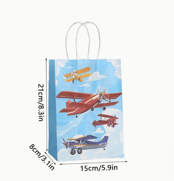 12 Piece Airplane Themed Gift Bag, Pack of Twelve Bags