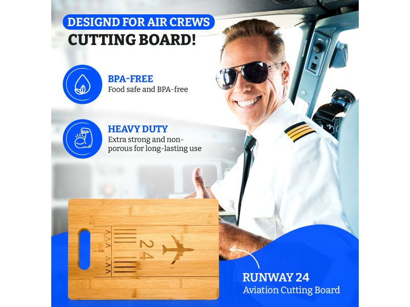 Runway Cutting Board, Bamboo Aviation Cutting Board