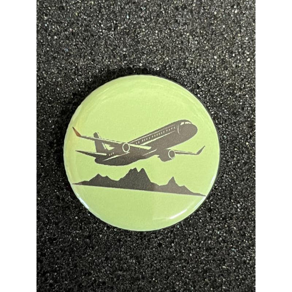 Mountain Plane Button Pin